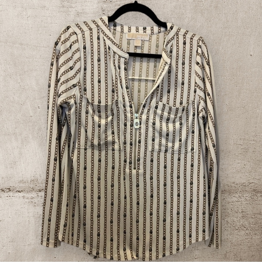 Michael Kors Gold and White Blouse